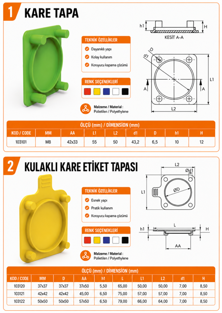 Kare Tapa – Kulaklı Kare Etiket Tapası